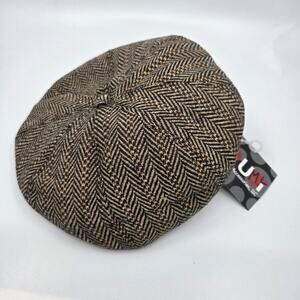 UBI Newsboy Cap Hat Men's M/L Houndstooth Ivy Cabbie Driving Golf Cap NWT 4299